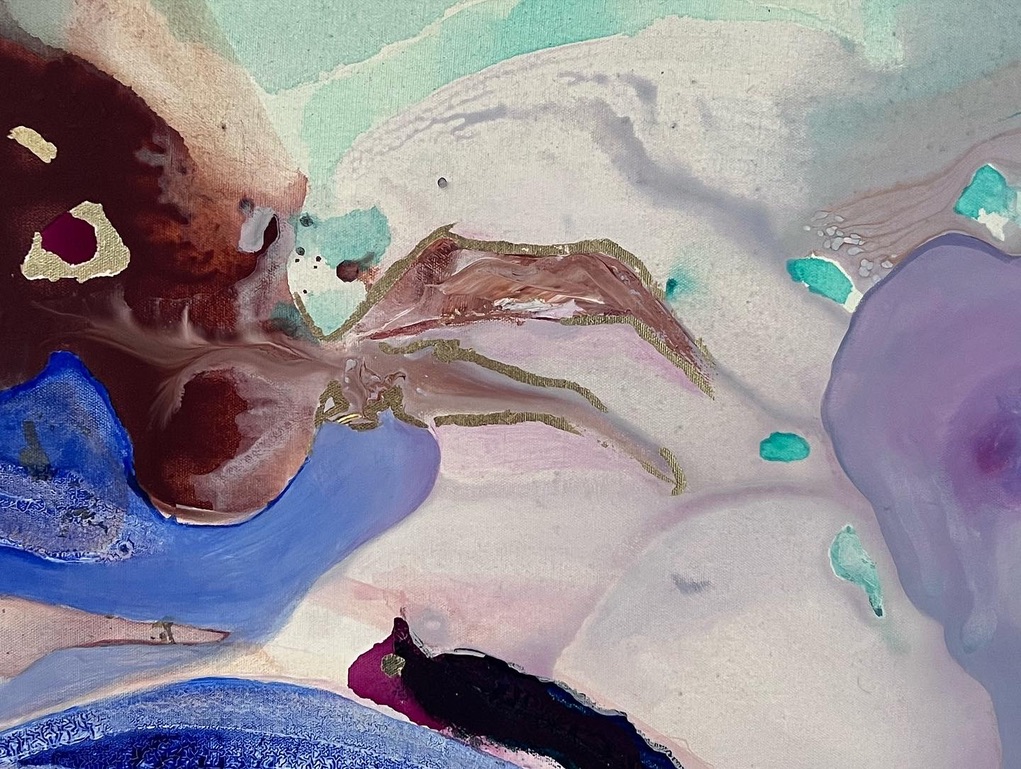 Detail of the blue and brown painting